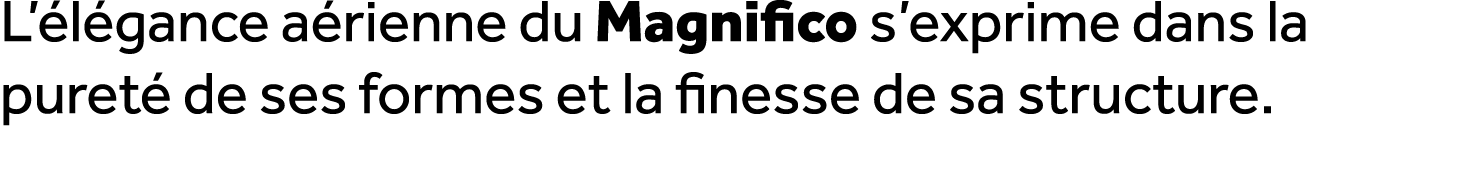 L’ l gance a rienne du Magnifico s’exprime dans la puret de ses formes et la finesse de sa structure. 