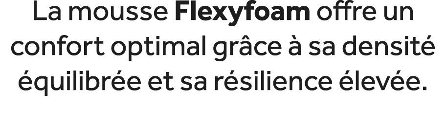 La mousse Flexyfoam offre un confort optimal gr ce  sa densit   quilibr e et sa r silience  lev e.